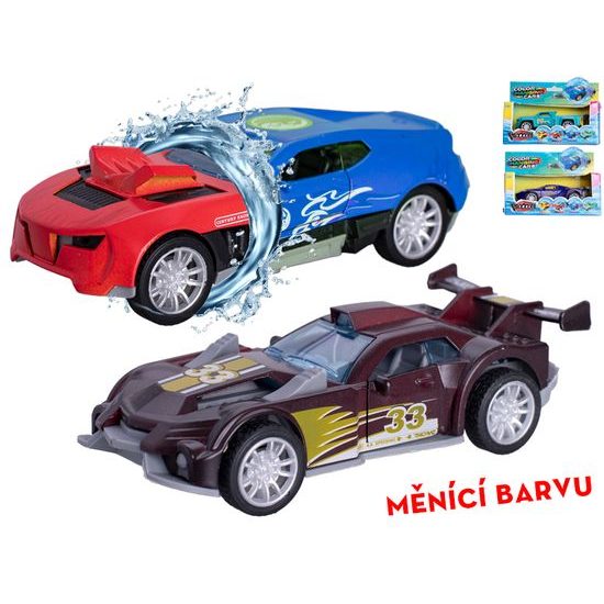 Auto 12cm kov na setrvačník měnící barvu 4druhy v krabičce