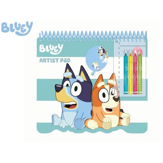 Bluey sada omalovánek 20x21,5x2cm se šablonami, samolepkami a fixami 4ks
