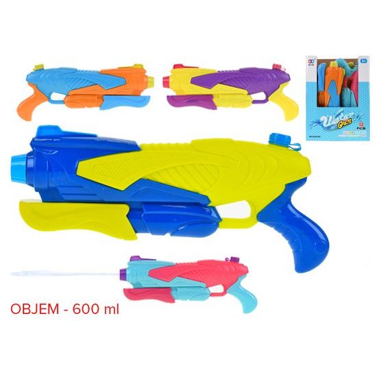 Vodní pistole 37cm s pumpou 4barvy 12ks v PDQ