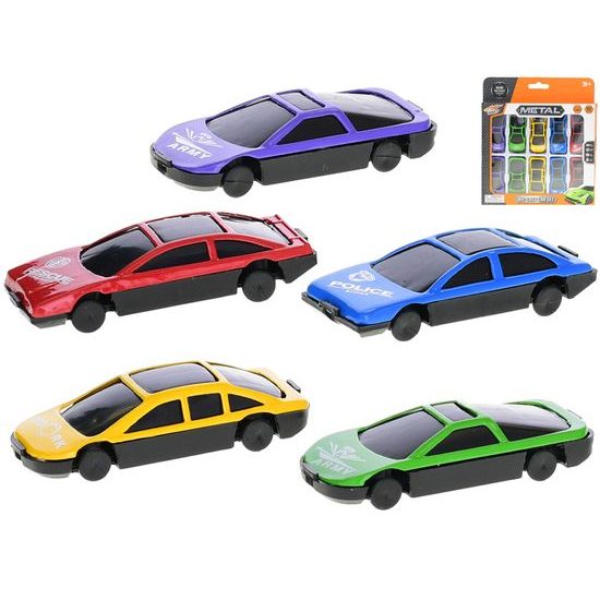 Auto sportovní kov 6,5cm 1:64 volný chod 5barev 10ks v krabičce