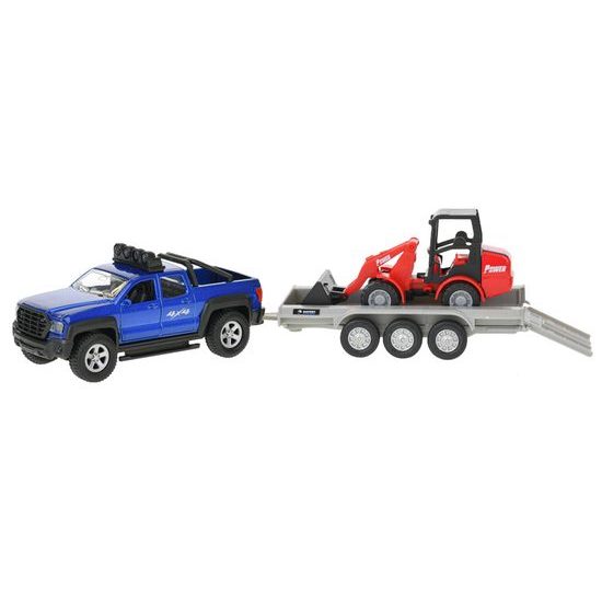 Kids Globe Traffic auto SUV 30cm na zpětný chod na baterie se světlem a zvukem s bagrem v krabičce