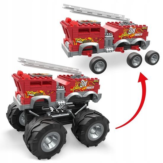 Monster Truck Stavebnice Hasičské Auto - MEGA Hot Wheels