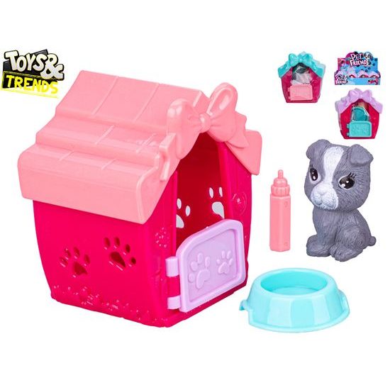 Toys&Trends pejsek 4cm s boudou 7x6,5x5cm a doplňky 3druhy 12ks v DBX