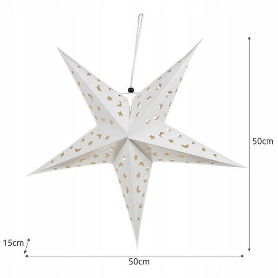Svítící 3D LED hvězda 50 cm bílá