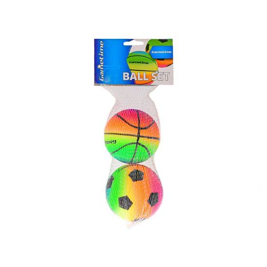 Gametime míč duhový fotbal/basketbal 10cm 2ks v síťce
