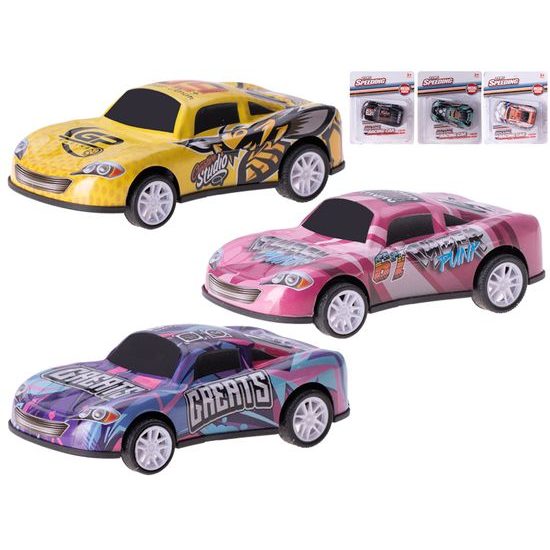 Auto závodní 10cm kov zpětný chod 6barev na kartě