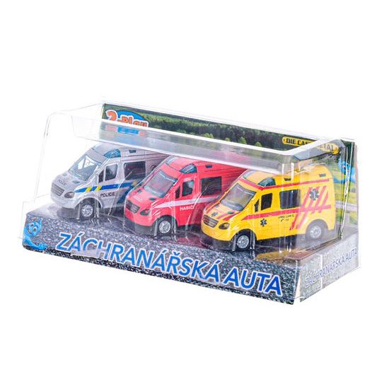 2-Play Traffic sada aut záchranných složek CZ 8cm kov na zpětný chod 3ks v krabičce