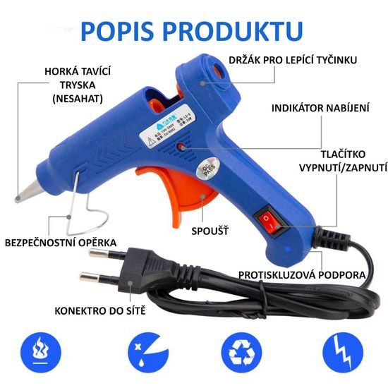 Tavná pistole MINI 20W na 7mm tyčinky