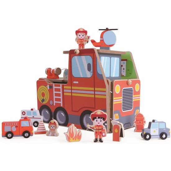 2Kids Toys Dřevěná stanice Hasiči 2 v 1
