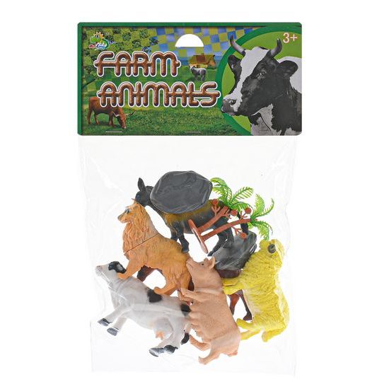 Zvířátka farma 8-10cm 6ks s doplňky v sáčku