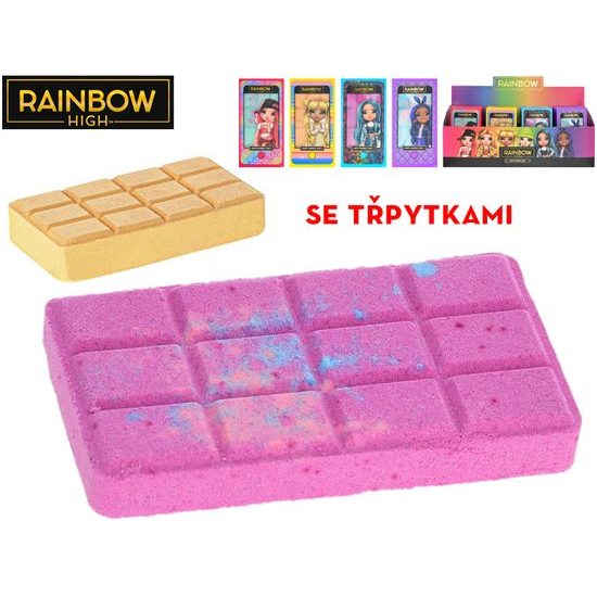 Rainbow High koupelová bomba 13x7cm se třpytkami 4druhy v krabičce 12ks v DBX