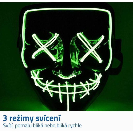 Děsivá LED světelná maska