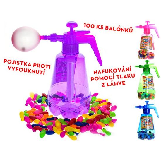 Vodní bomby s plničkou 4barvy 100ks v lahvi