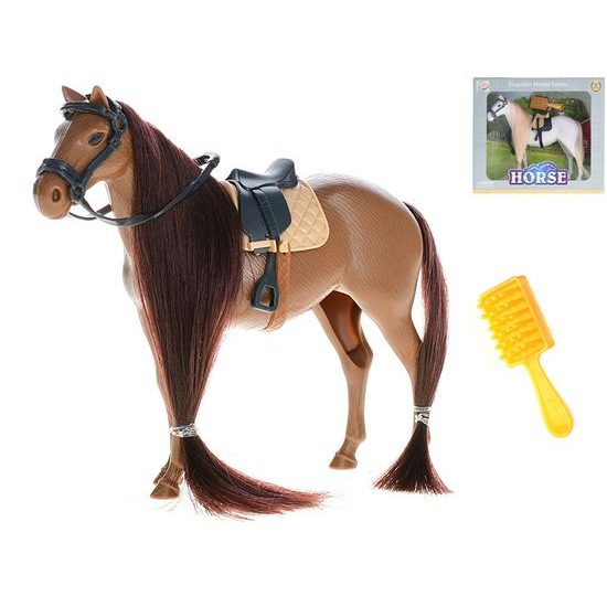 Kůň 15cm stojící s doplňky 2barvy v krabičce