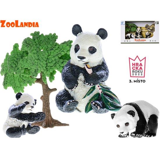 Zoolandia panda s mláďaty a doplňky v krabičce