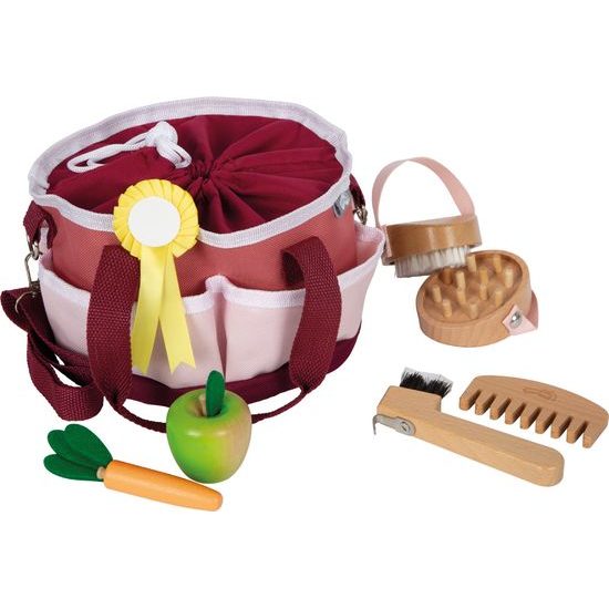 small foot Sada péče o koně s taškou červená