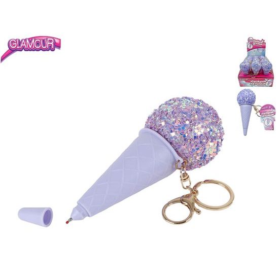 Glamour přívěsek na klíče/propiska ve tvaru zmrzliny 14cm 12ks v DBX