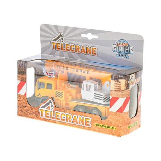 Kids Globe Traffic jeřáb kov 15cm na zpětný chod na baterie se světlem a zvukem v krabičce