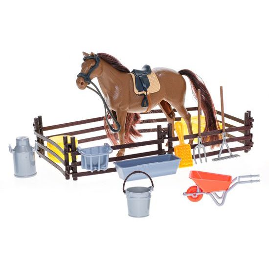 Kids Globe Horses kůň 18cm stojící s doplňky v krabičce