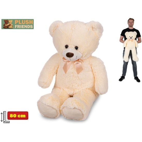 Plush Friends medvěd plyšový 80cm béžový s mašlí 0m+