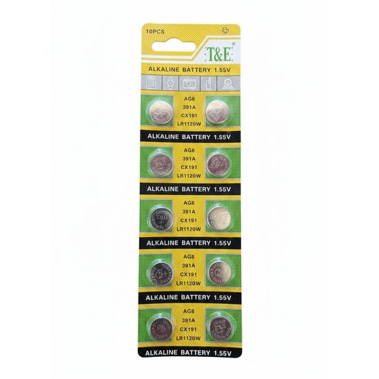 Alkalické knoflíkové baterie AG8 1.55V – 10 ks