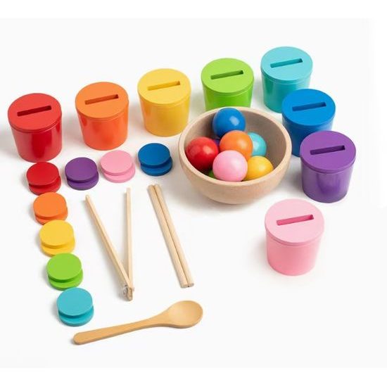 2Kids Toys Duhové kuličky, mince a kalíšky 8 barev