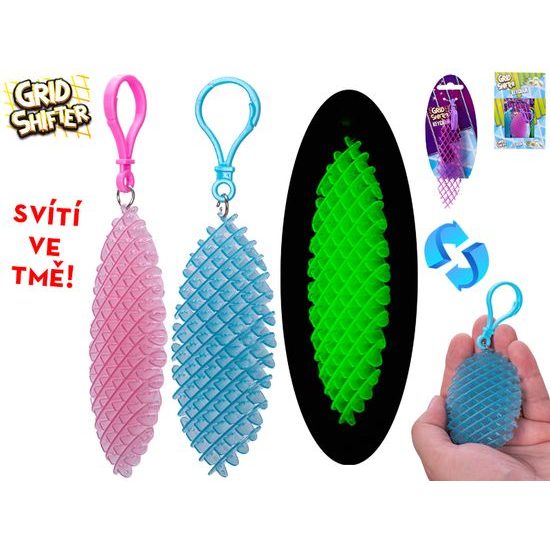 Grid Shifter mřížka/klíčenka 12cm svítící ve tmě 4barvy na kartě 24ks v DBX