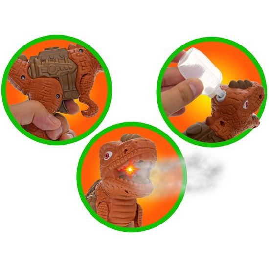 Dinoworld dinosaurus 17cm na baterie se světlem a zvukem vytvářející páru
