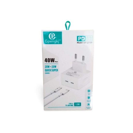 Rychlonabíječka 40W vrchní výstup 2x USB-C s kabelem lightning 1M