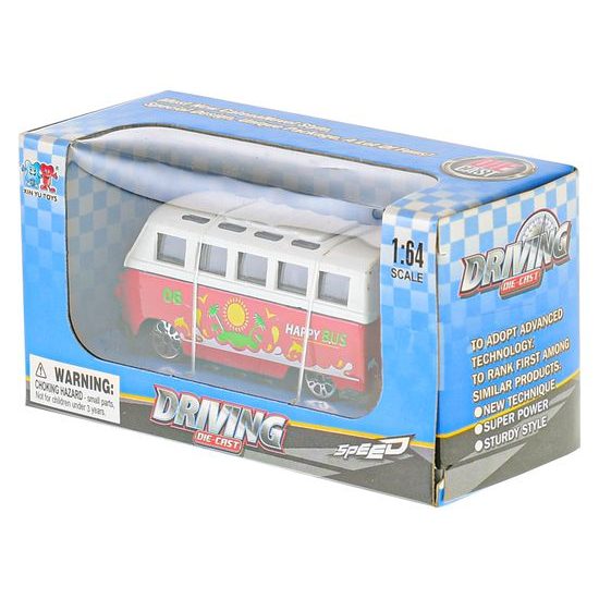 Autobus 7,5cm kov volný chod 3barvy v krabičce 24ks v DBX