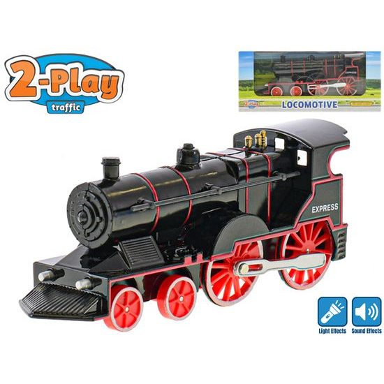 2-Play Traffic lokomotiva kov 14cm zpětný chod na baterie se světlem a zvukem v krabičce
