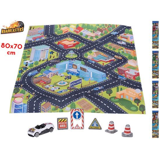 Roadblasters koberec dopravní 80x70cm s doplňky v krabičce