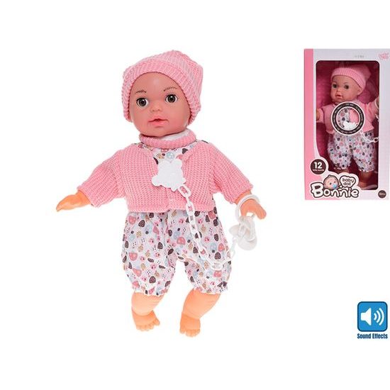 Miminko 30cm mrkací měkké tělo na baterie 12zvuků s dudlíkem 18m+ v krabičce
