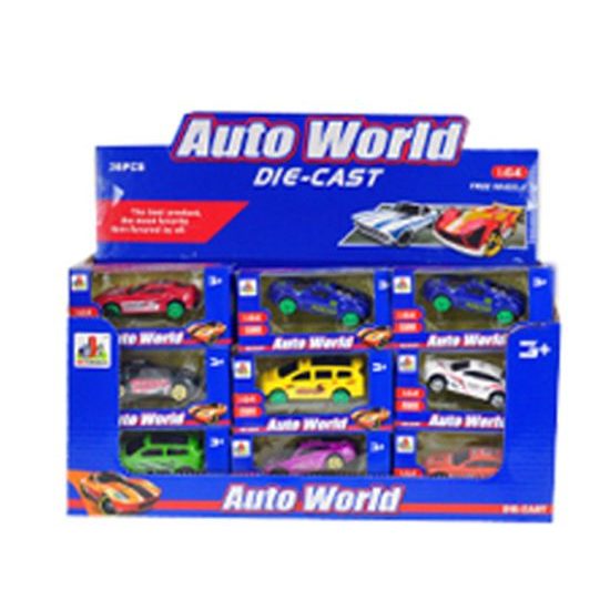 Auto závodní 7cm kov 1:64 volný chod 8druhů v krabičce 36ks v DBX