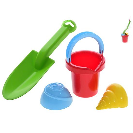 Sada na písek 4ks s kbelíkem 10,5cm 12m+ v síťce