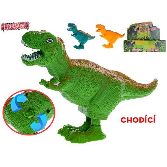 Dinoworld T-Rex 16cm skákající na natažení 3barvy 18ks v DBX