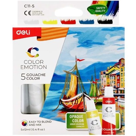 DELI Barvy temeperové 5 barev, 12ml COLOR EMOTION EC11-5