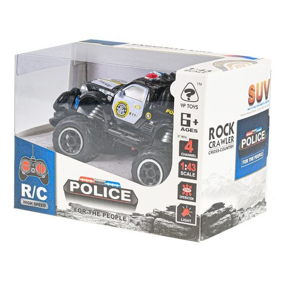 R/C auto terénní policie 14cm 27MHz plná funkce na baterie se světlem 2barvy v krabičce
