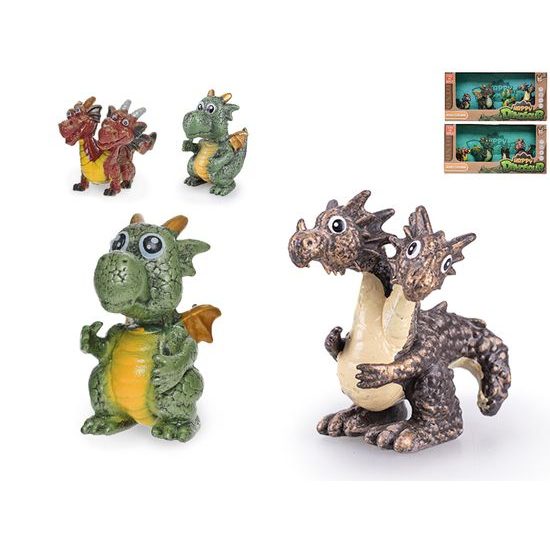 Drak figurka 3,5-6cm fantasy design 4ks 3druhy v krabičce