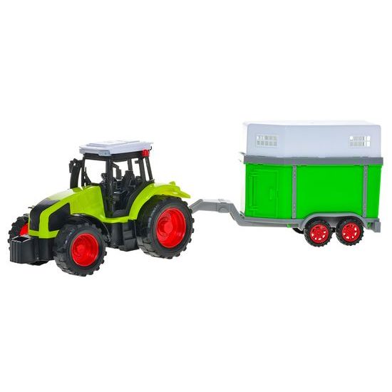 Traktor s přepravníkem pro koně 36cm na setrvačník v krabičce