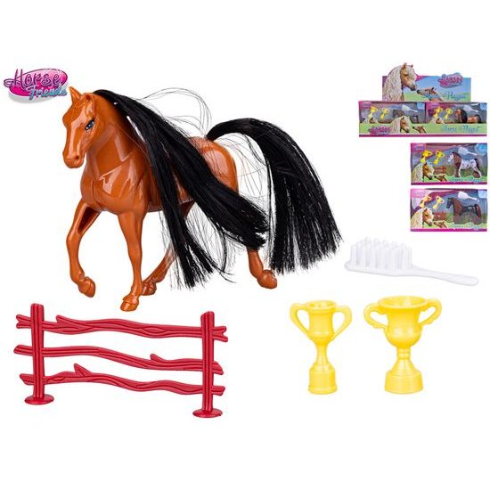 Horse Friends kůň 9,5cm s doplňky 4ks 3barvy v krabičce 12ks v DBX