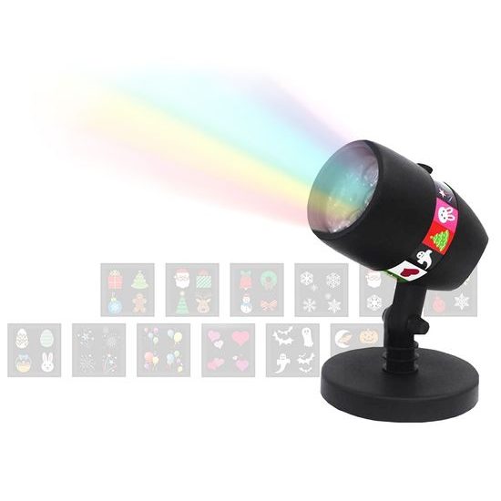 LED projektor s 12ti vyměnitelnými motivy