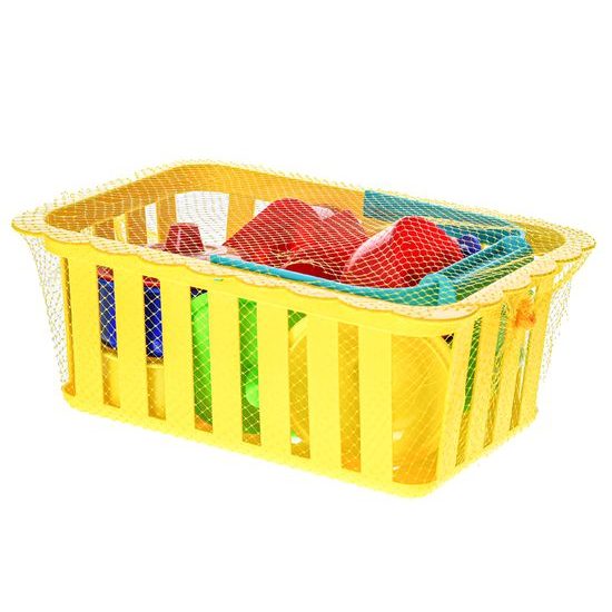 Nádobí v košíku 4barvy v síťce