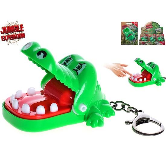 Jungle Expedition klíčenka/hra krokodýl 7cm na kartě 12ks v DBX