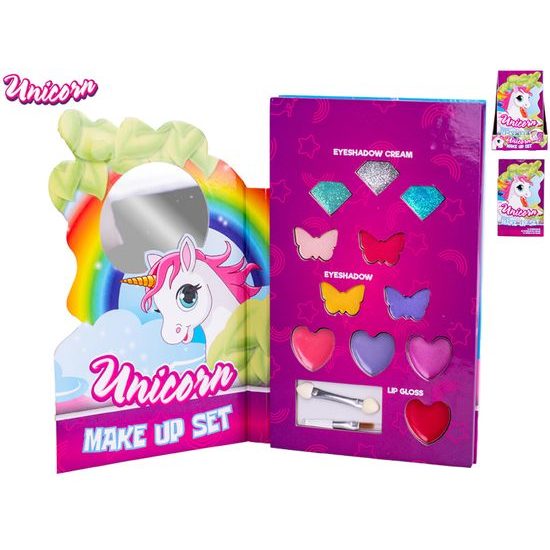 Unicorn make-up paletka s očními stíny 4ks,třpytkami na oči 3ks,lesky na rty 4ks na kartě 12ks v PDQ