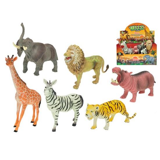 Zvířátka safari 15-20cm 6druhů 12ks v DBX