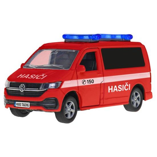 Kids Globe Traffic VW záchranné složky CZ 13,5cm kov zpětný chod česky mluvící se světlem 12ks v DBX