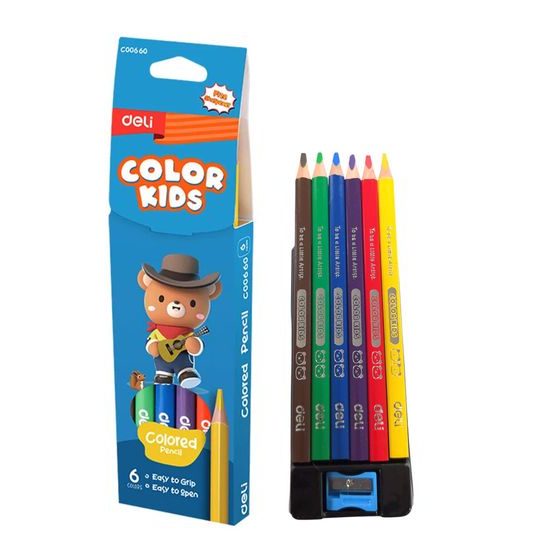 DELI Pastelky trojhranné JUMBO 6 barev Color Kids