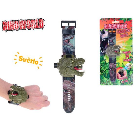 Dinoworld projektor/hodinky 22,5cm na baterie 24druhů obrázků na kartě