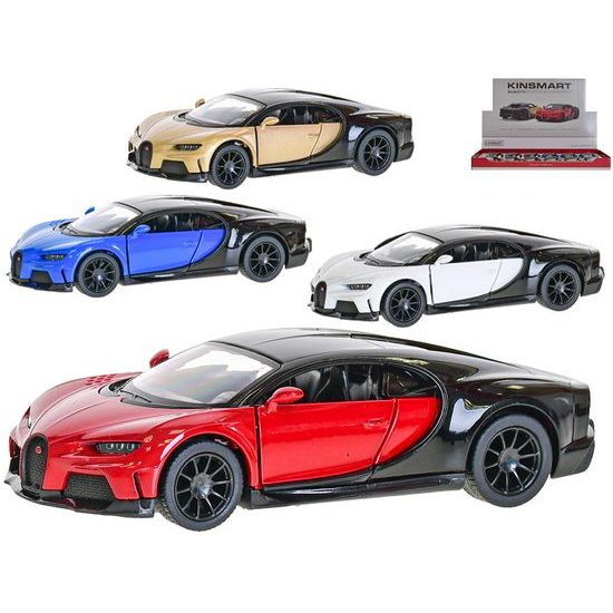 Kinsmart Auto Bugatti Chiron Supersport 13cm 1:38 kov zpětný chod 4barvy 12ks v DBX